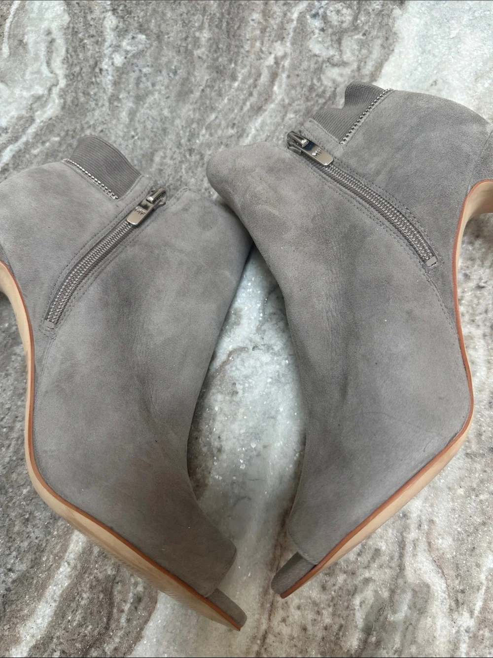 Marc Fisher Gray Suede Serenity Peep Toe Shoe Ankle Booties Size 8.5